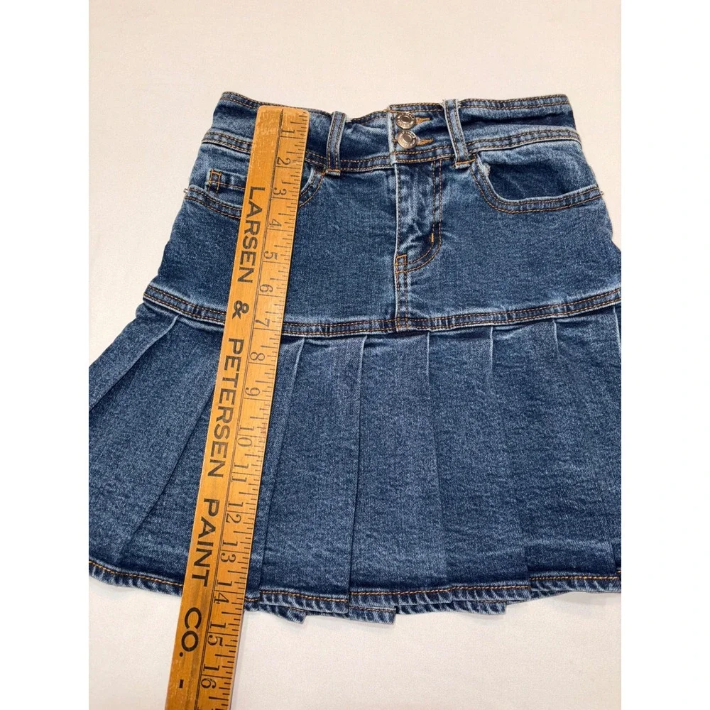 Wild Fable Girls Denim Pleated Mini Skirt Medium Wash Blue Size 00